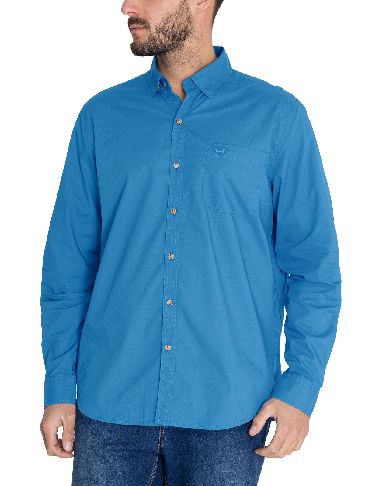 Camisa Algodón Orgánico Hombre Galiton Azulino Rockford