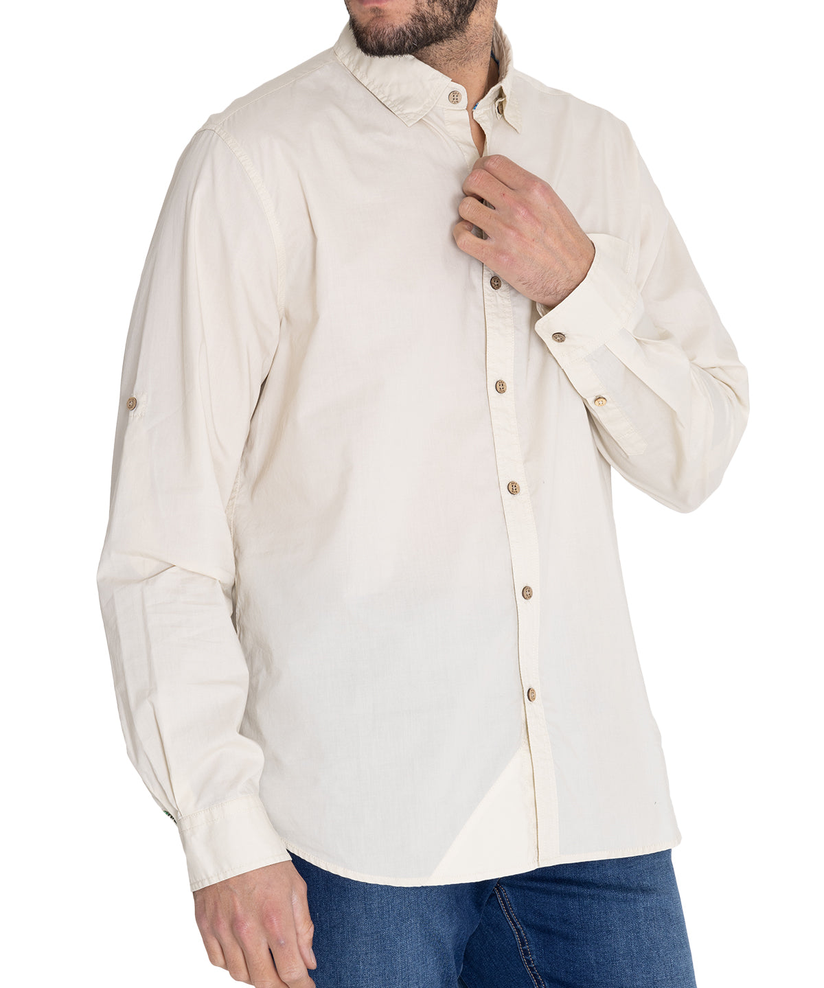 Camisa Algodón Orgánico Hombre Galiton Beige Rockford