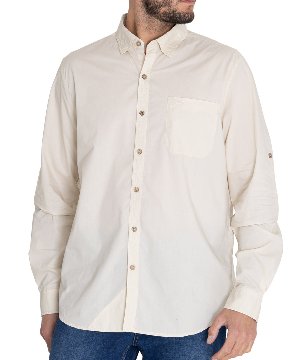 Camisa Algodón Orgánico Hombre Galiton Beige Rockford