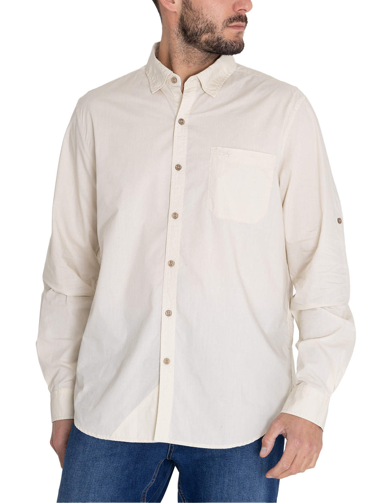Camisa Algodón Orgánico Hombre Galiton Beige Rockford