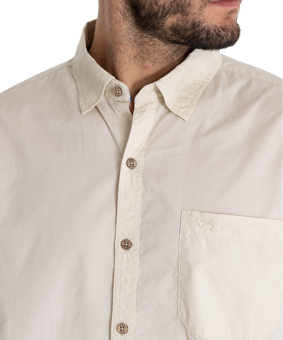 Camisa Algodón Orgánico Hombre Galiton Beige Rockford