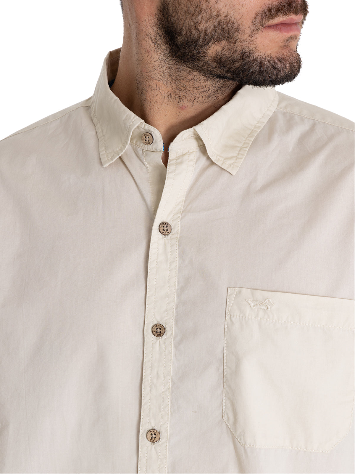 Camisa Algodón Orgánico Hombre Galiton Beige Rockford