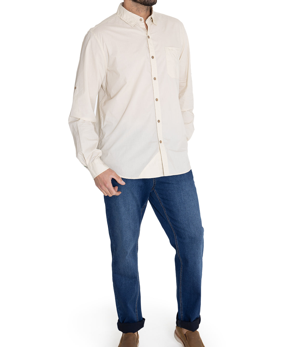 Camisa Algodón Orgánico Hombre Galiton Beige Rockford