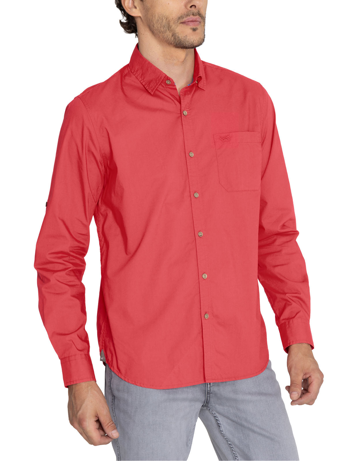 Camisa Algodón Orgánico Hombre Galiton Rojo Rockford