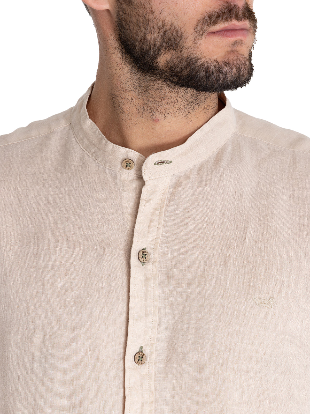 Camisa Lino Orgánico Hombre Linenmao Beige Rockford