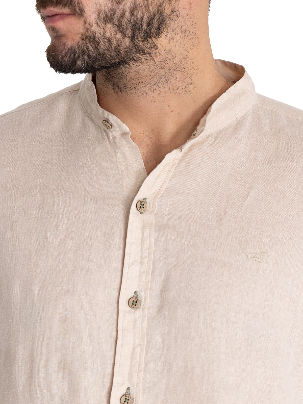 Camisa Lino Orgánico Hombre Linenmao Beige Rockford