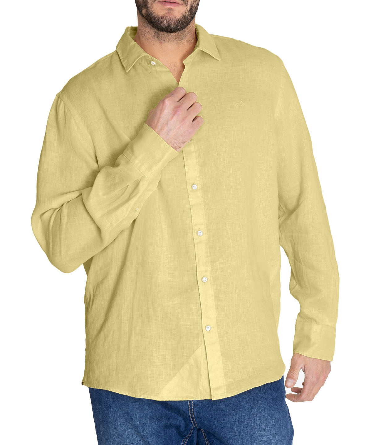 Camisa Lino Orgánico Hombre Linensol Amarillo Rockford