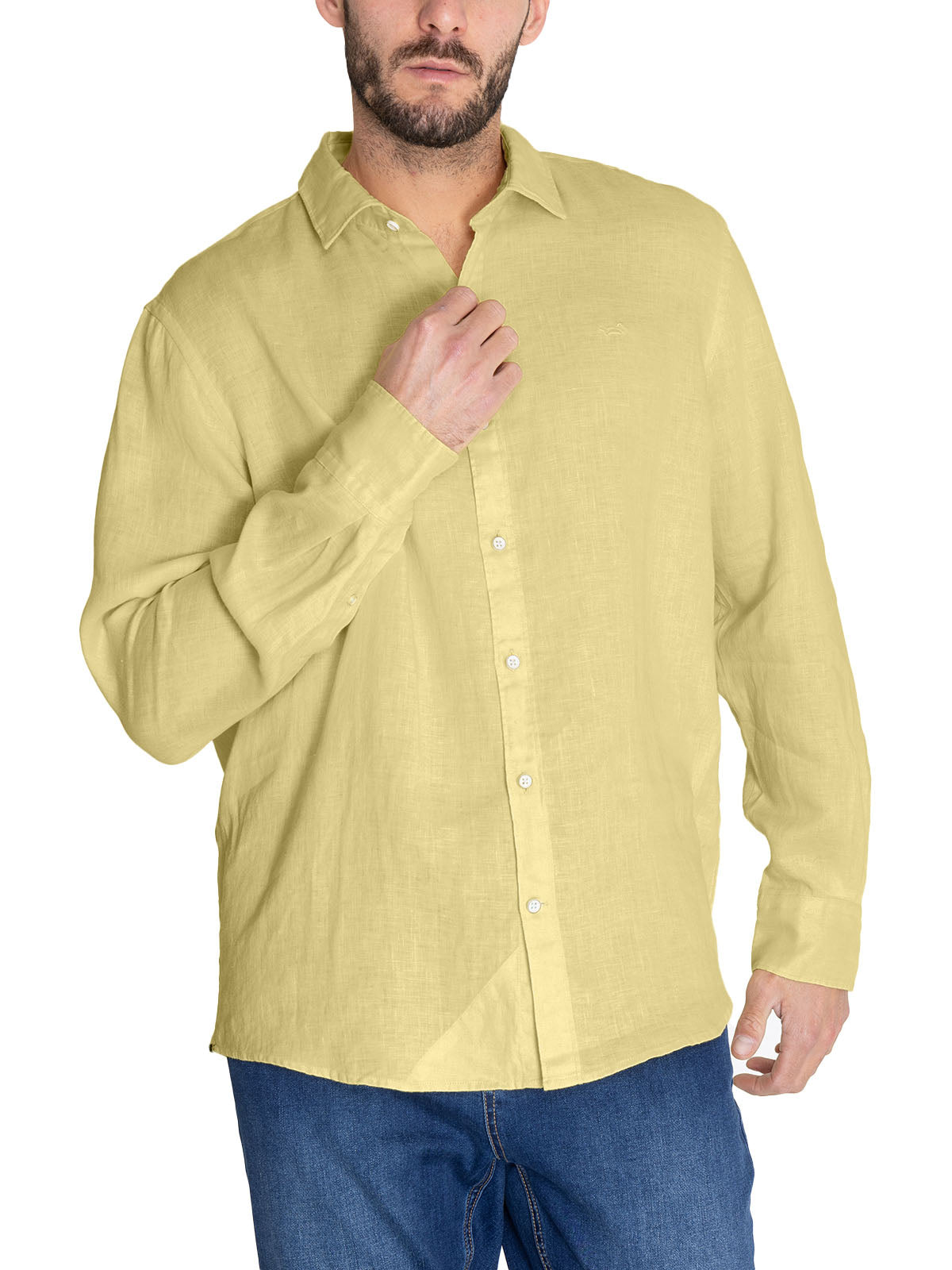 Camisa Lino Orgánico Hombre Linensol Amarillo Rockford