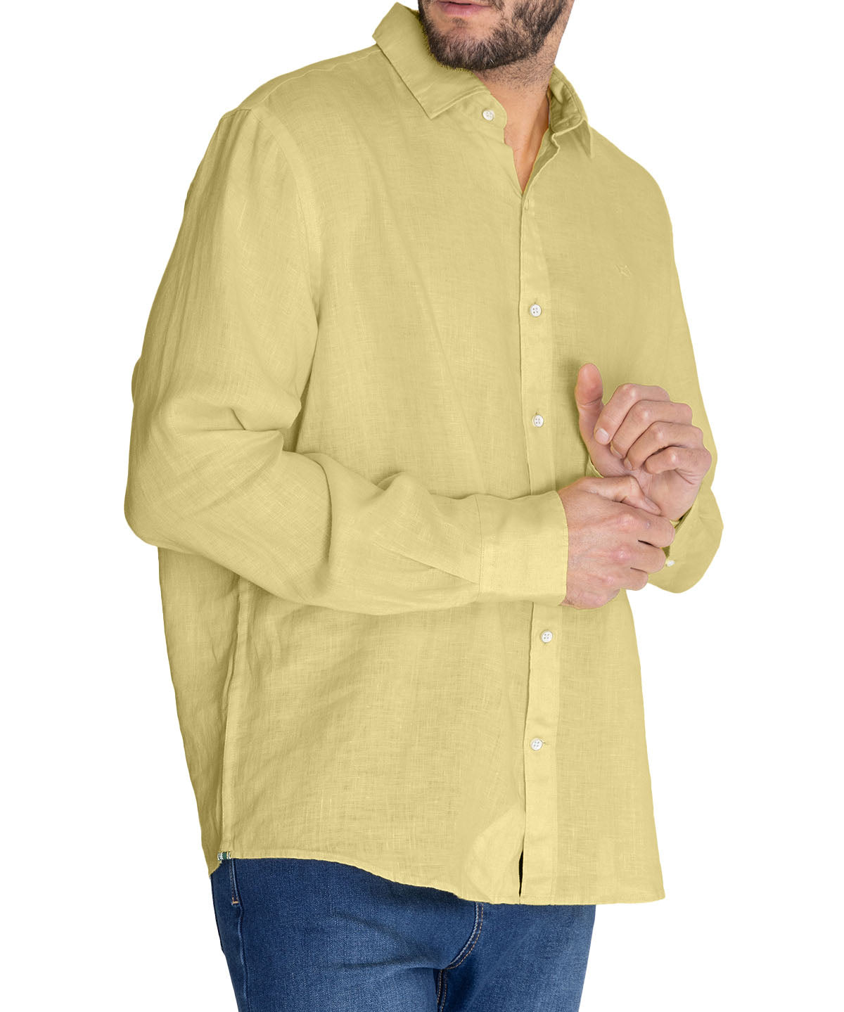 Camisa Lino Orgánico Hombre Linensol Amarillo Rockford