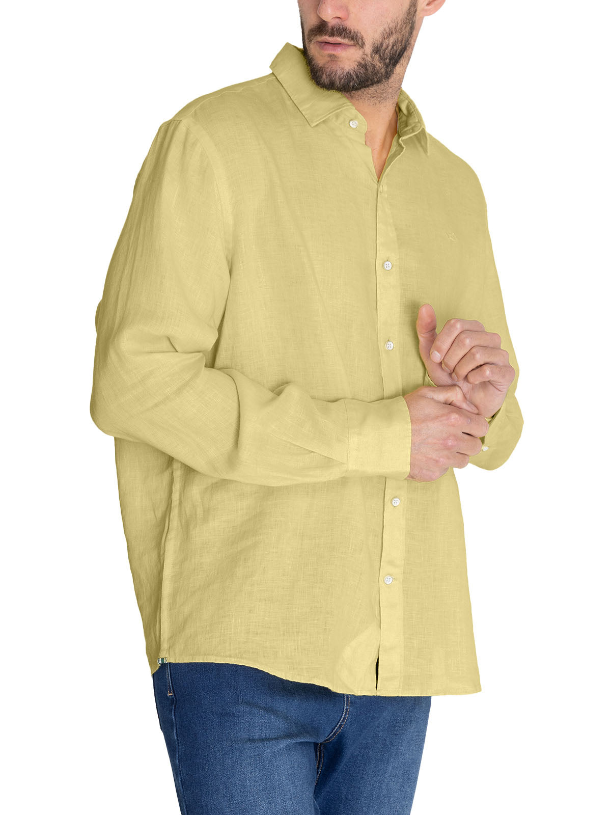 Camisa Lino Orgánico Hombre Linensol Amarillo Rockford