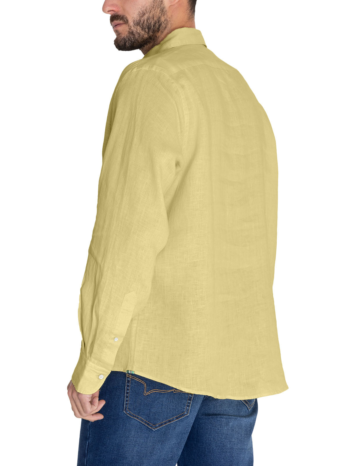 Camisa Lino Orgánico Hombre Linensol Amarillo Rockford