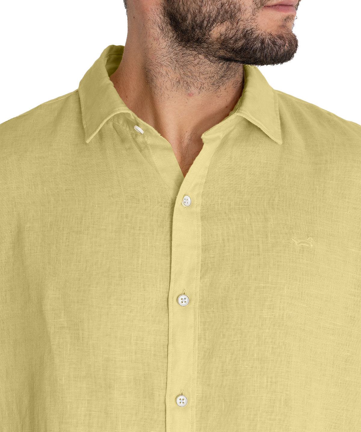 Camisa Lino Orgánico Hombre Linensol Amarillo Rockford