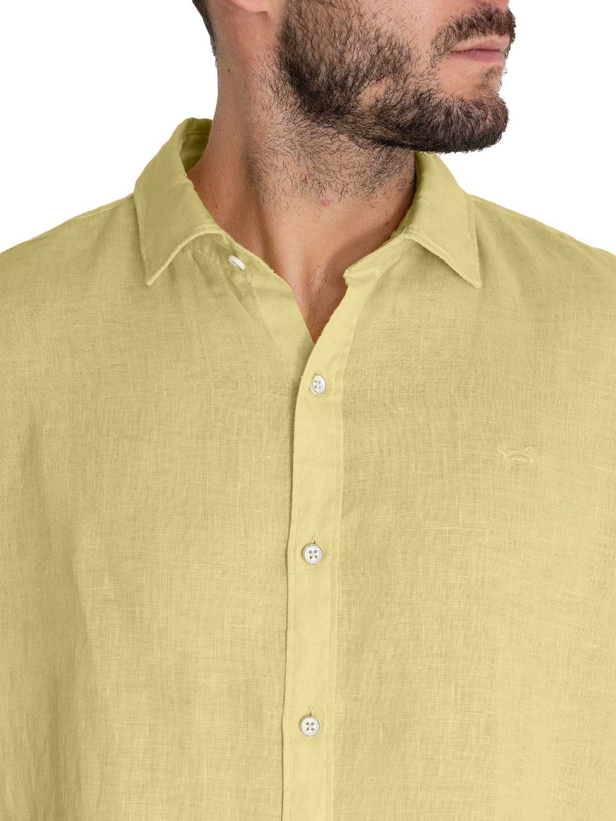 Camisa Lino Orgánico Hombre Linensol Amarillo Rockford