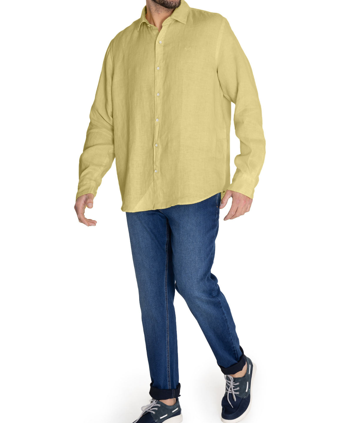 Camisa Lino Orgánico Hombre Linensol Amarillo Rockford