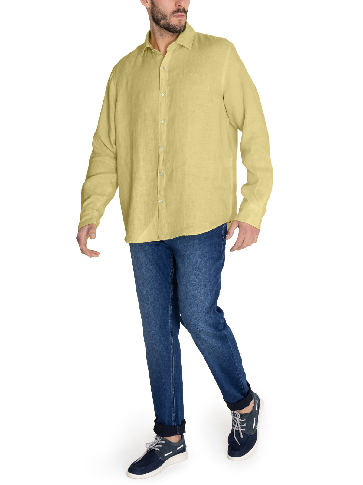 Camisa Lino Orgánico Hombre Linensol Amarillo Rockford