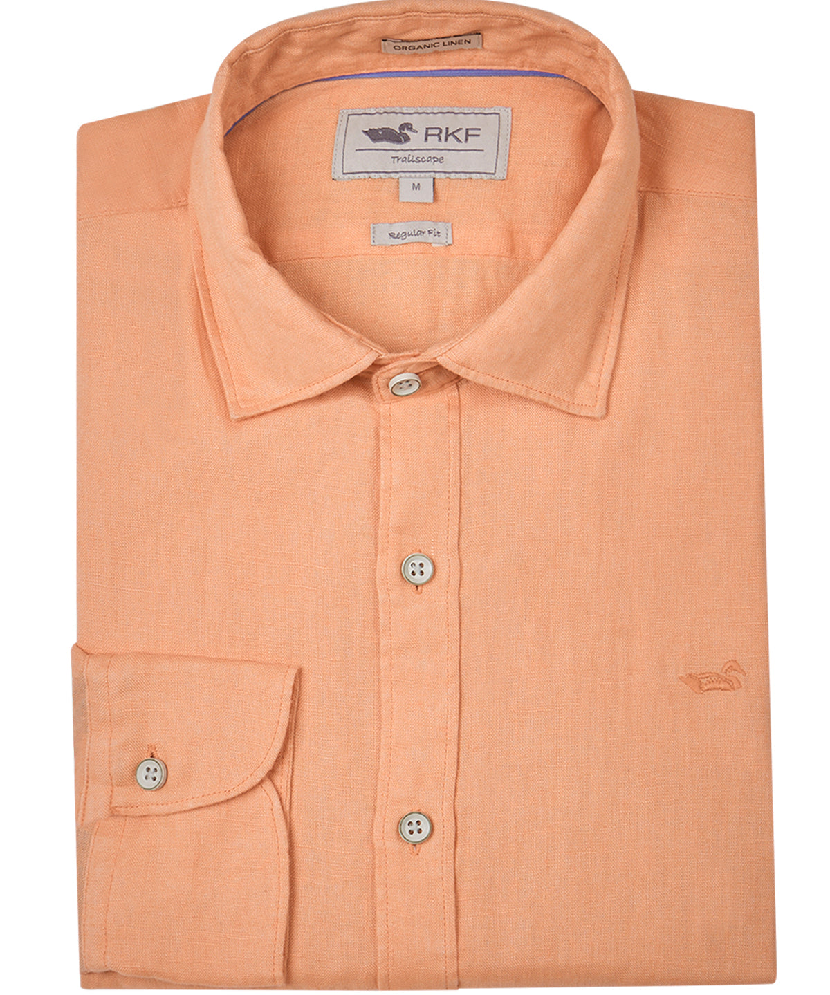 Camisa Lino Orgánico Hombre Linensol Naranjo Rockford