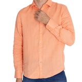 Camisa Lino Orgánico Hombre Linensol Naranjo Rockford
