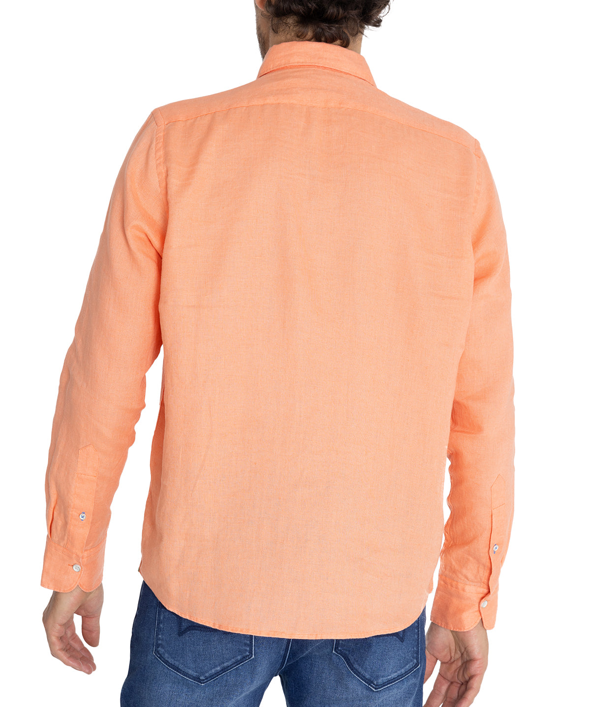 Camisa Lino Orgánico Hombre Linensol Naranjo Rockford