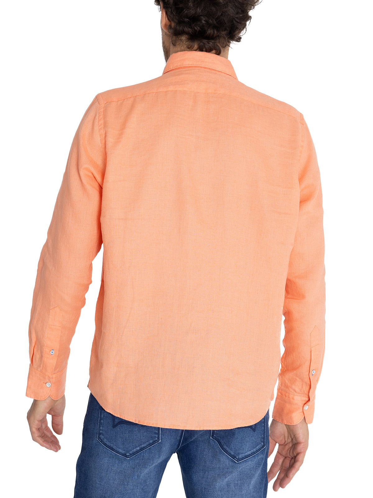 Camisa Lino Orgánico Hombre Linensol Naranjo Rockford