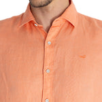 Camisa Lino Orgánico Hombre Linensol Naranjo Rockford