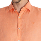 Camisa Lino Orgánico Hombre Linensol Naranjo Rockford