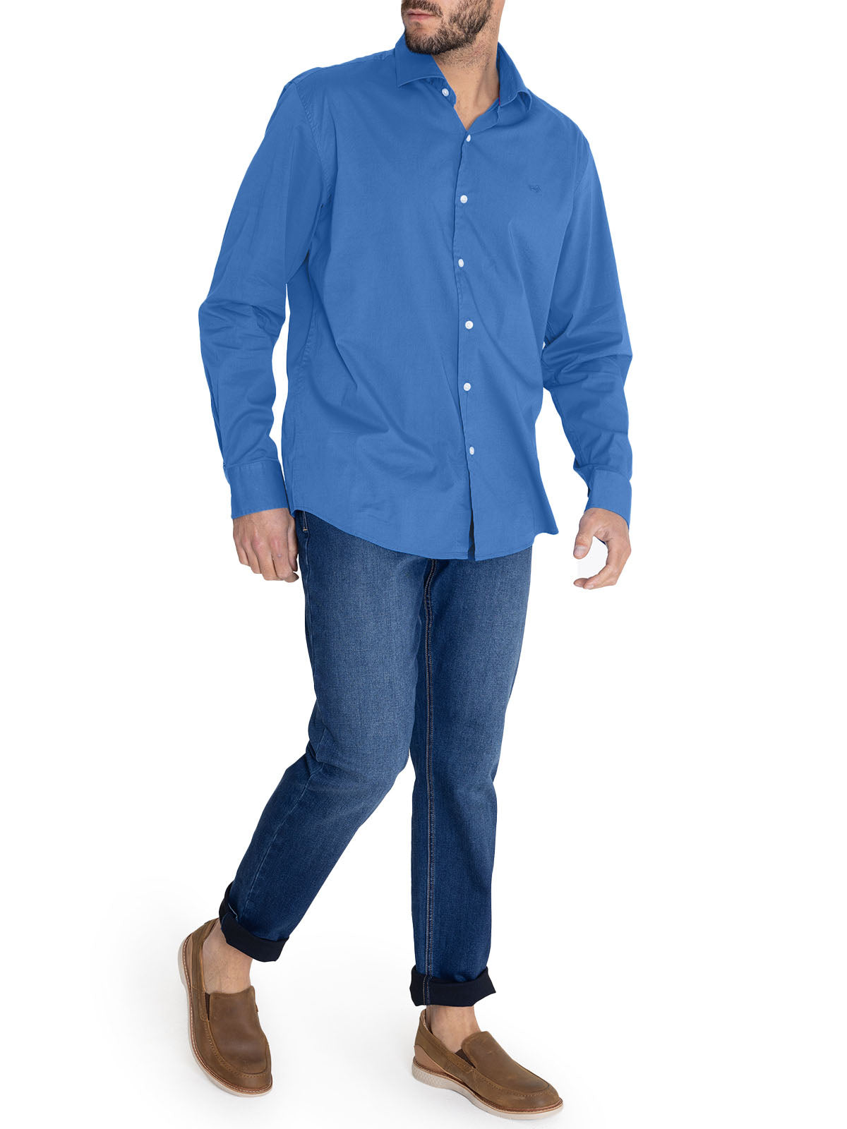 Camisa Algodón Orgánico Hombre Soft Azulino Rockford