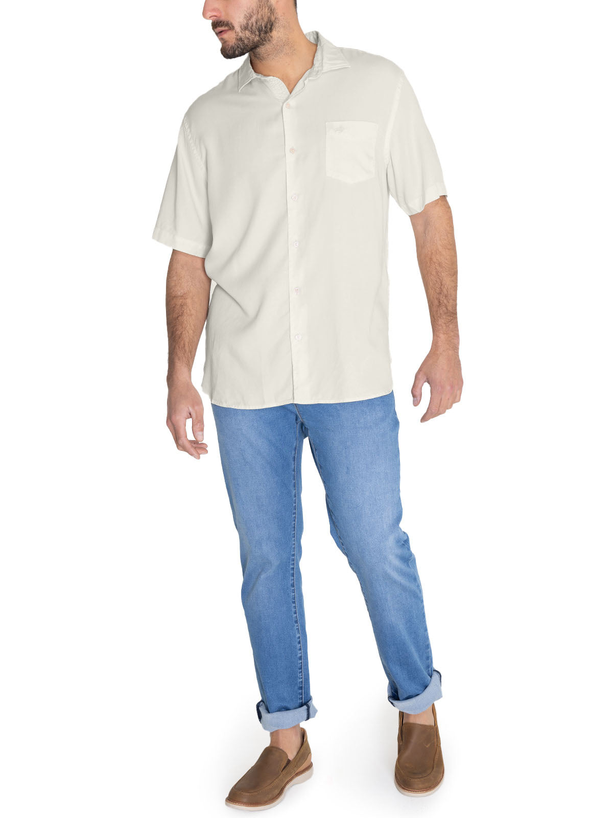 Camisa Tencel Hombre Aveiro Blanco Rockford
