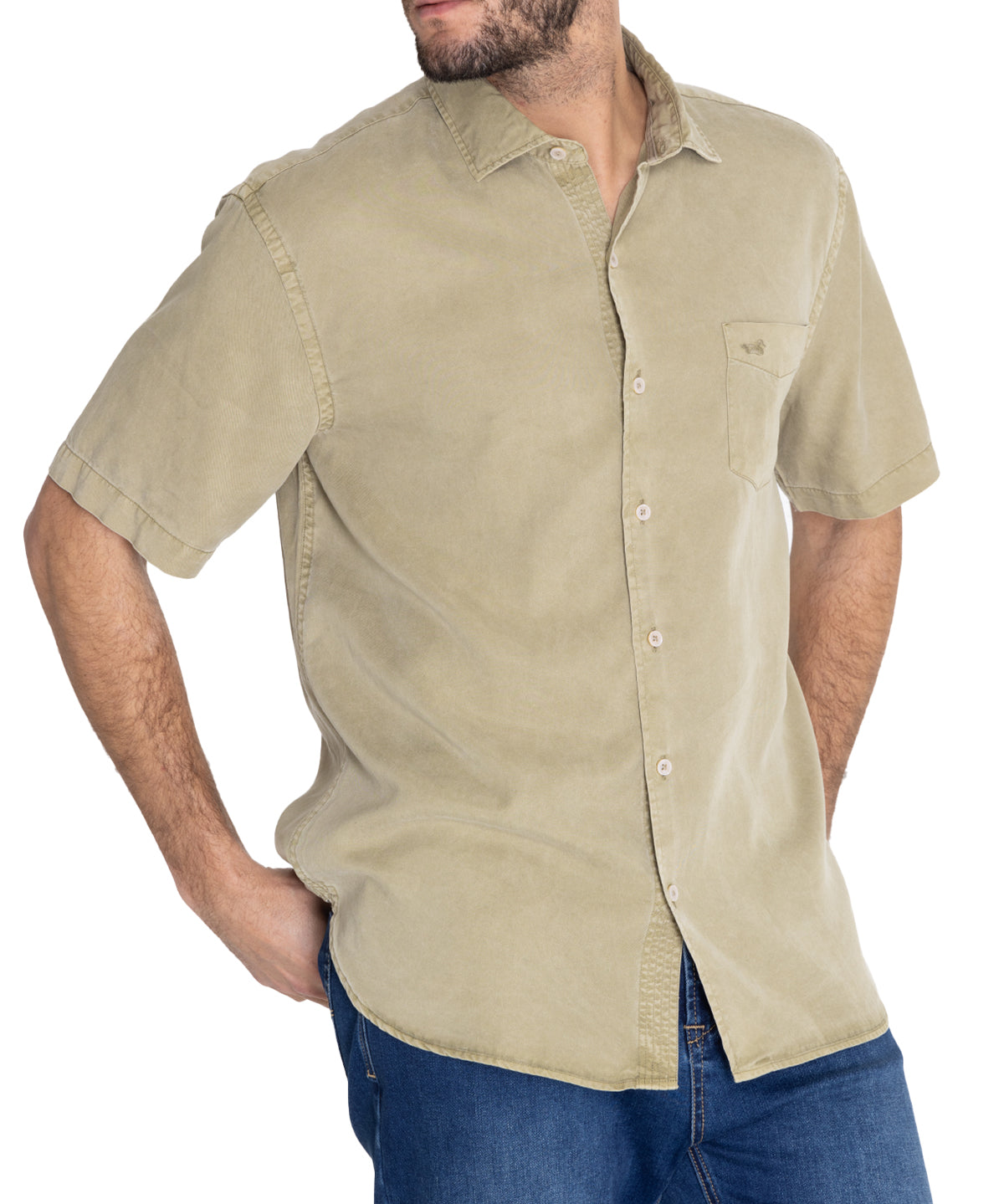 Camisa Tencel Hombre Aveiro Verde Rockford
