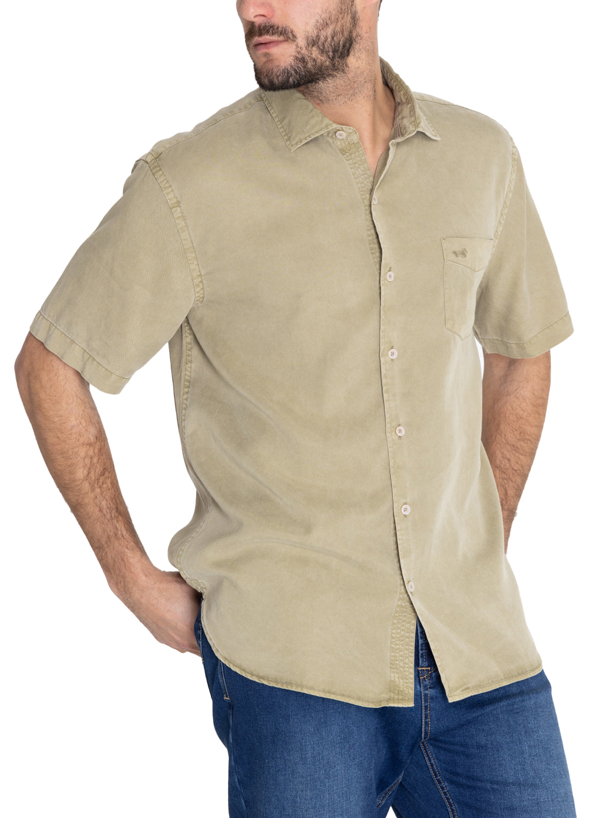 Camisa Tencel Hombre Aveiro Verde Rockford