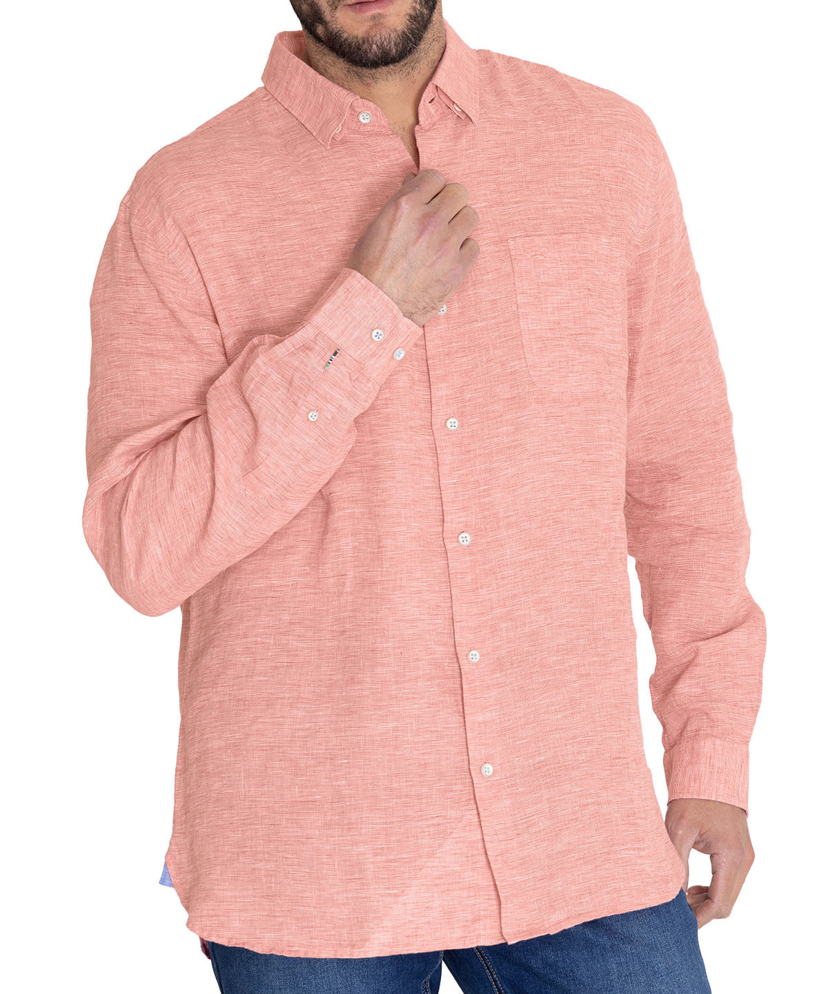 Camisa Lino Orgánico Hombre Linentex Rojo Rockford