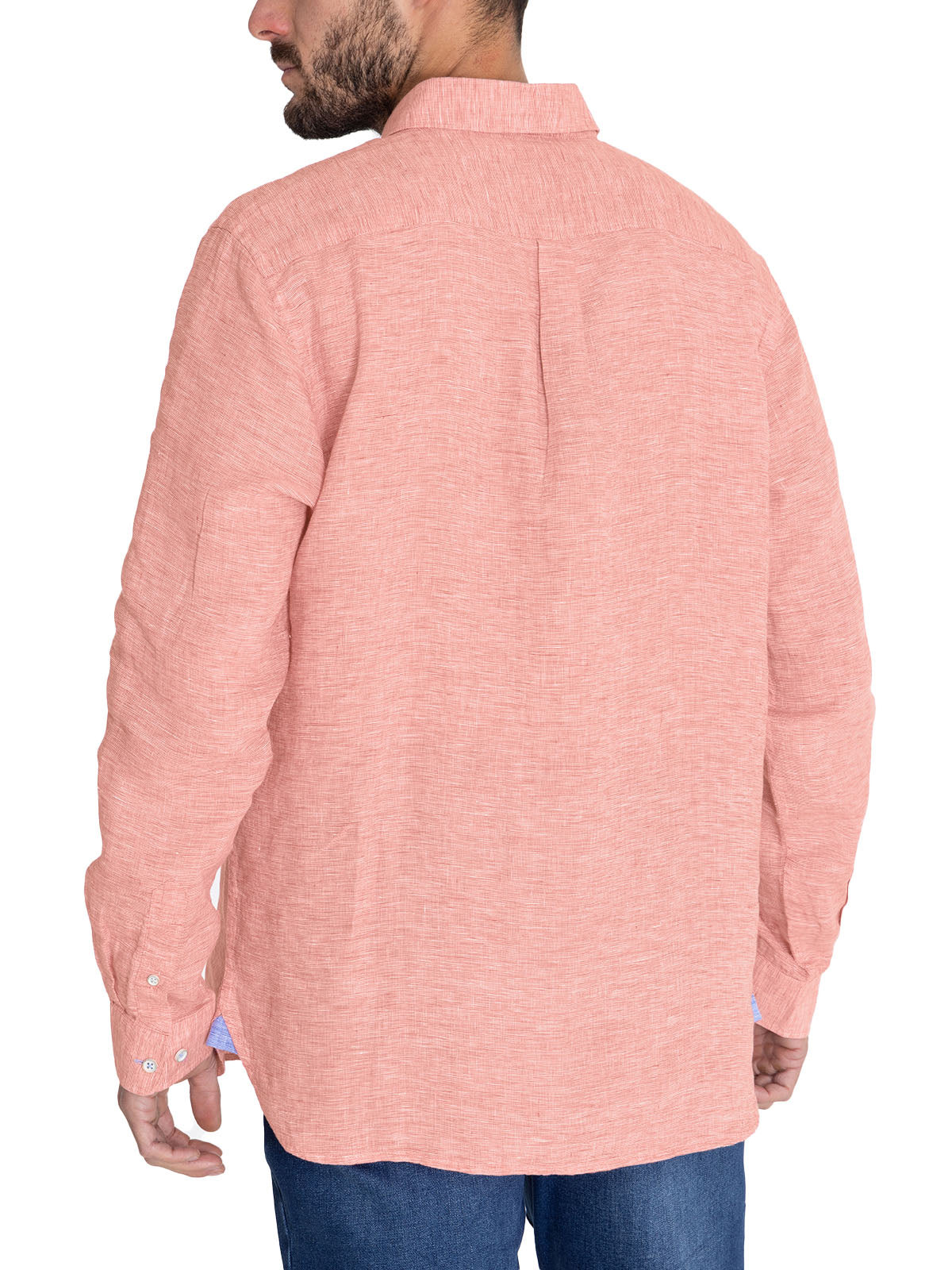 Camisa Lino Orgánico Hombre Linentex Rojo Rockford