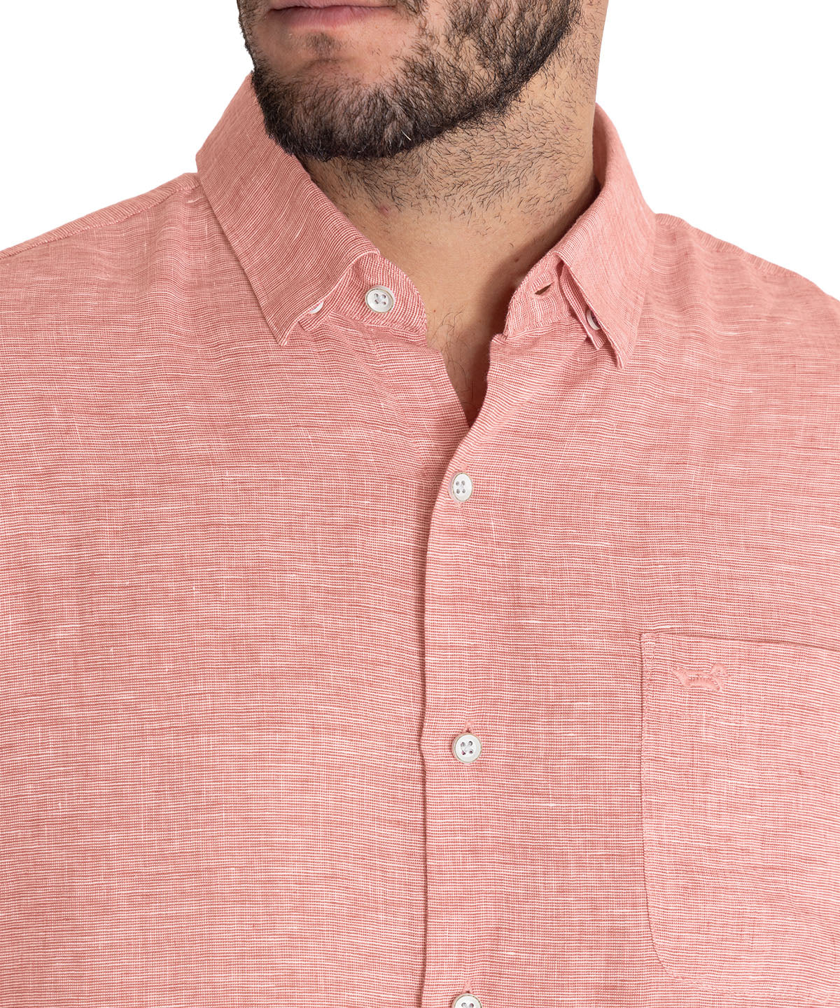 Camisa Lino Orgánico Hombre Linentex Rojo Rockford