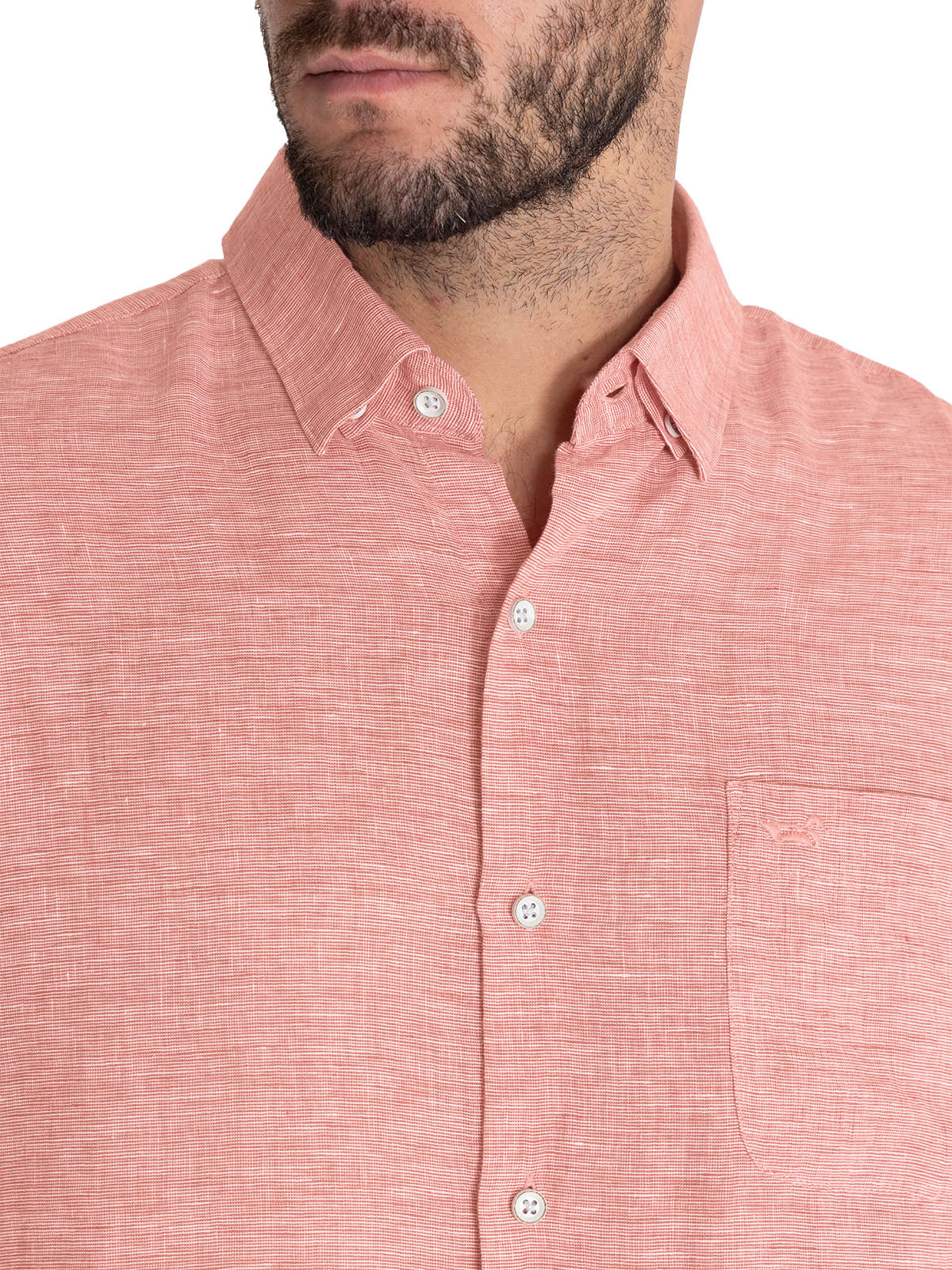 Camisa Lino Orgánico Hombre Linentex Rojo Rockford