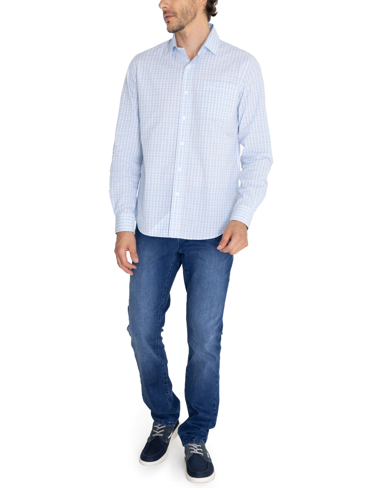 Camisa Algodón Orgánico Hombre Lighter Celeste Rockford