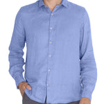 Camisa Lino Orgánico Hombre Linenpro Azulino Rockford