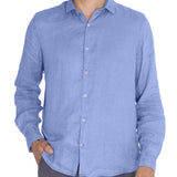 Camisa Lino Orgánico Hombre Linenpro Azulino Rockford