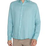 Camisa Lino Orgánico Hombre Linenpro Turquesa Rockford