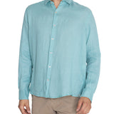 Camisa Lino Orgánico Hombre Linenpro Turquesa Rockford