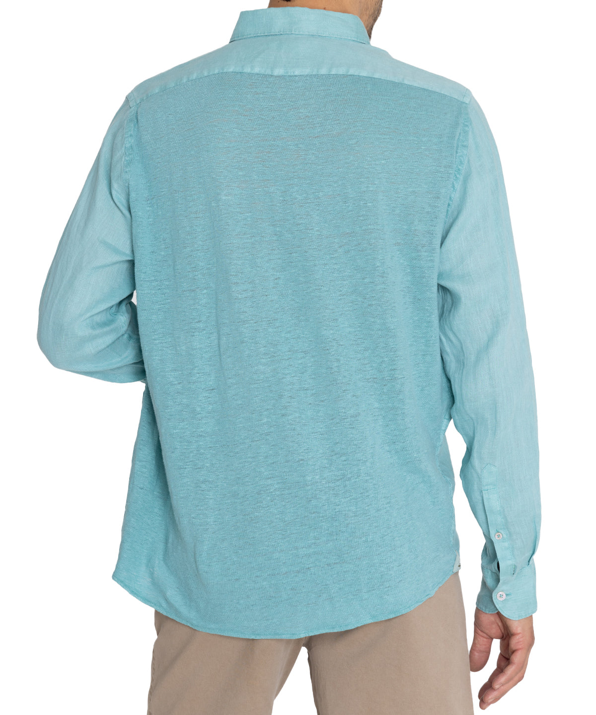 Camisa Lino Orgánico Hombre Linenpro Turquesa Rockford