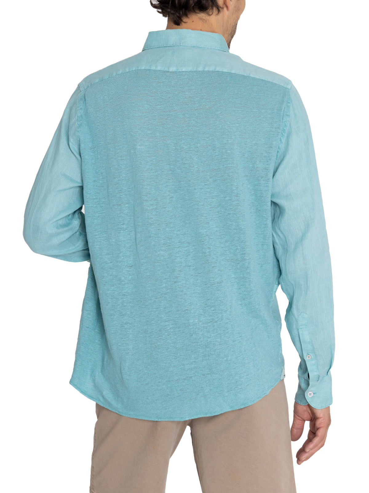 Camisa Lino Orgánico Hombre Linenpro Turquesa Rockford