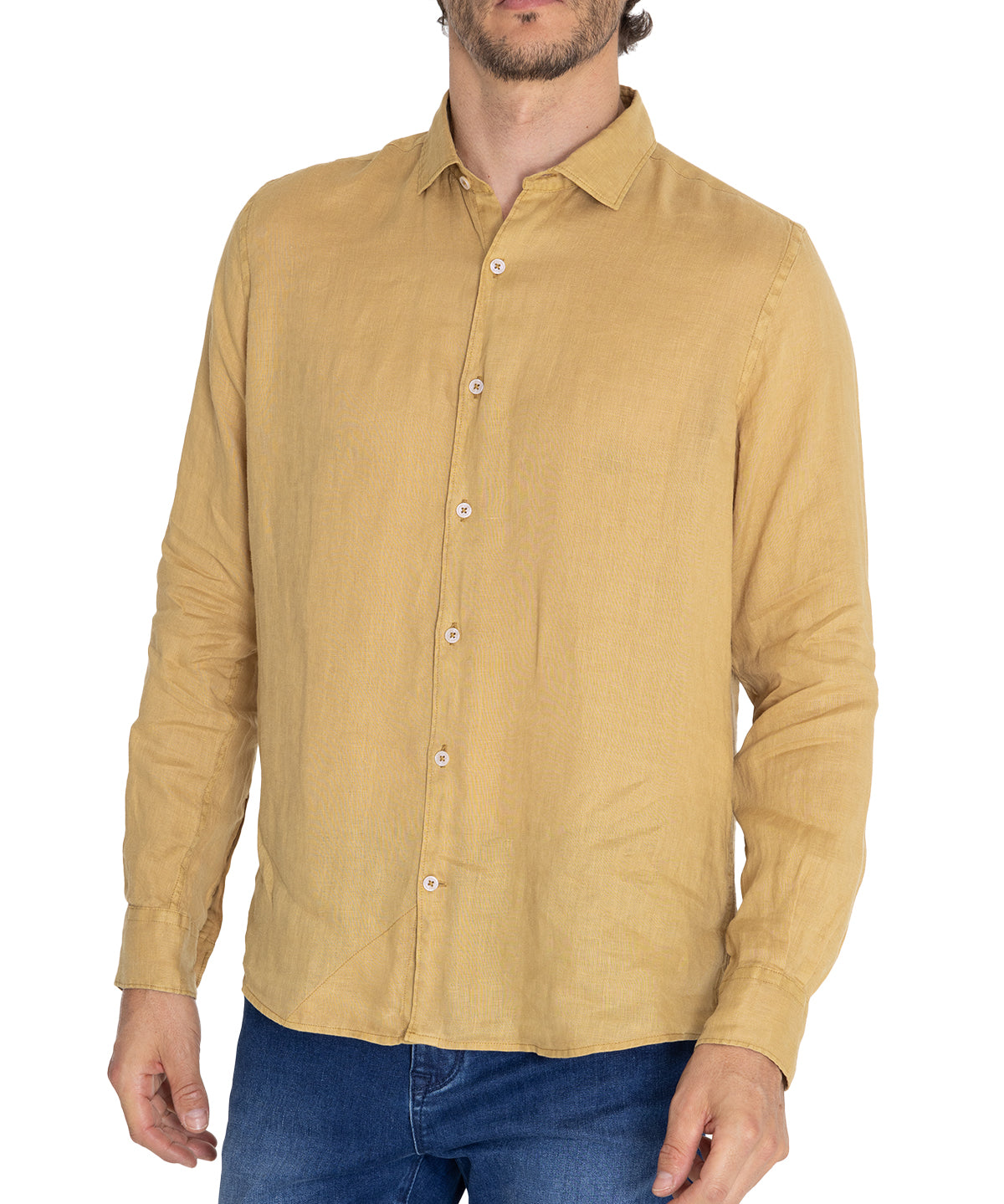 Camisa Lino Orgánico Hombre Linenpro Café Rockford
