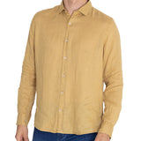 Camisa Lino Orgánico Hombre Linenpro Café Rockford