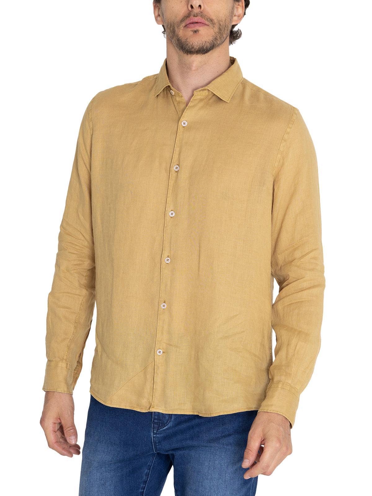 Camisa Lino Orgánico Hombre Linenpro Café Rockford
