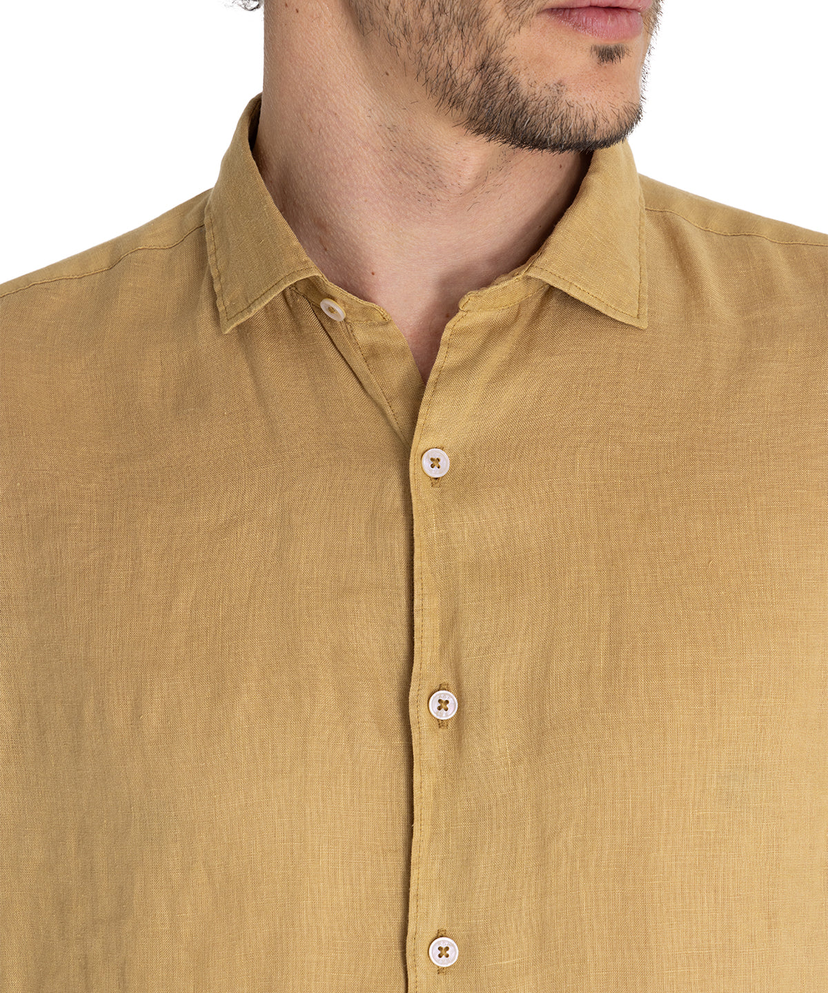 Camisa Lino Orgánico Hombre Linenpro Café Rockford