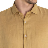 Camisa Lino Orgánico Hombre Linenpro Café Rockford