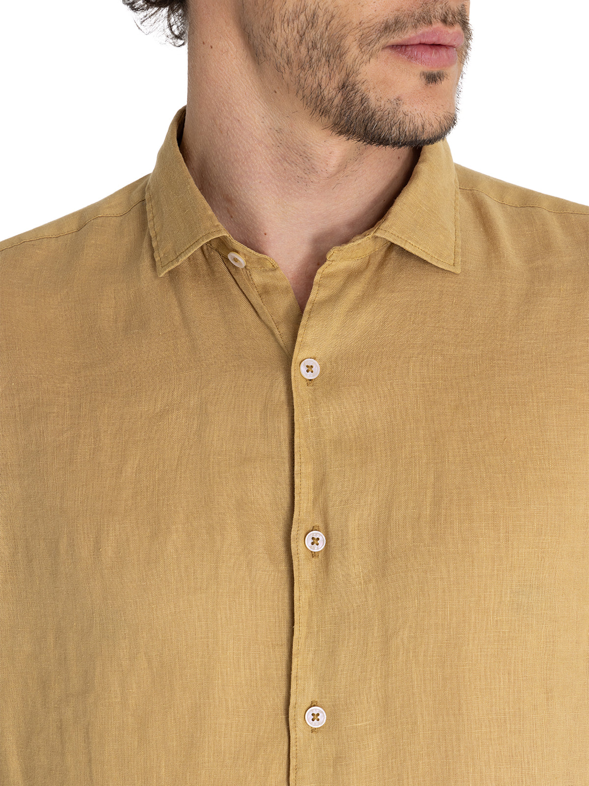 Camisa Lino Orgánico Hombre Linenpro Café Rockford
