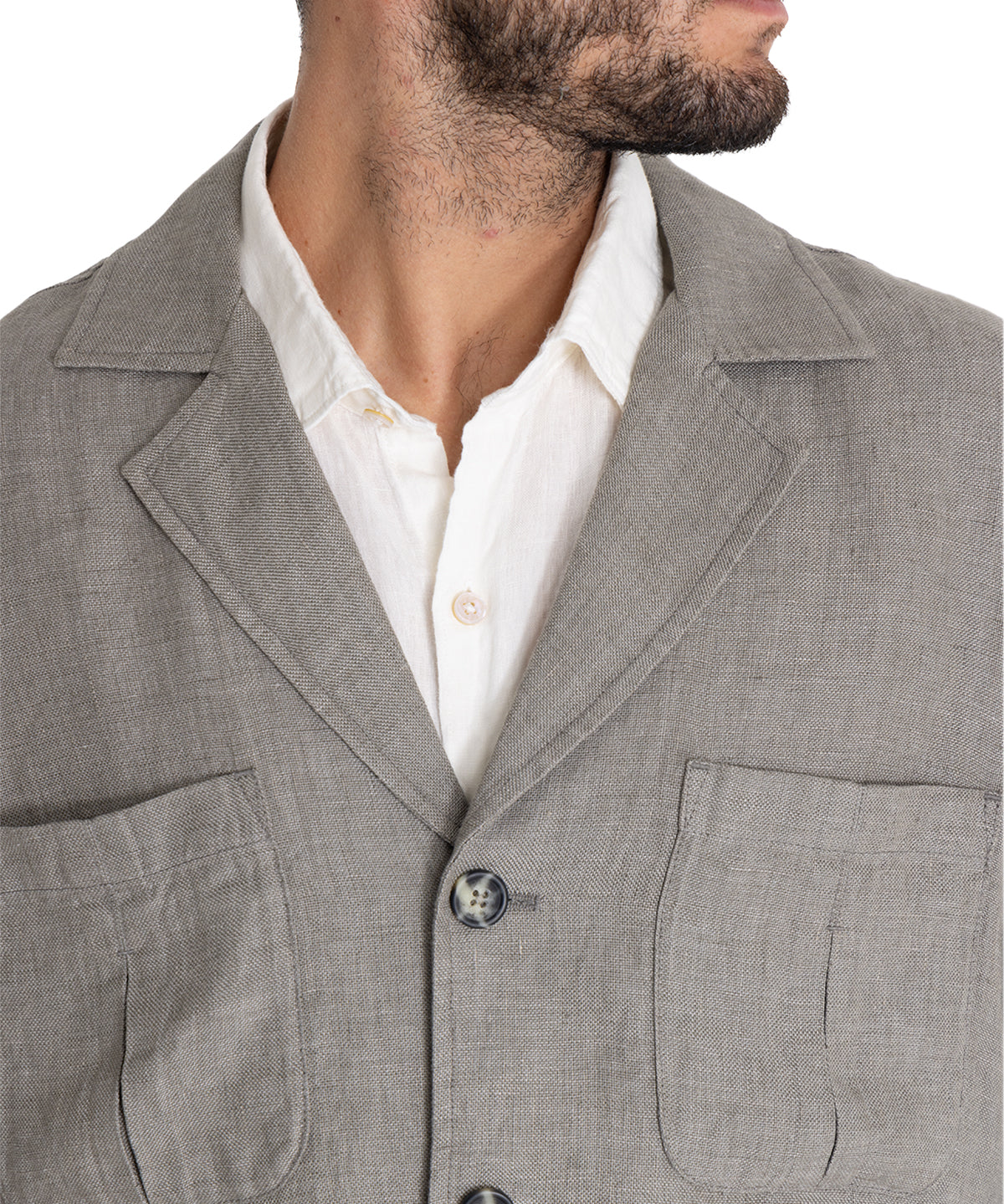 Chaqueta Lino Orgánico Hombre Fornillo Verde Oscuro Rockford