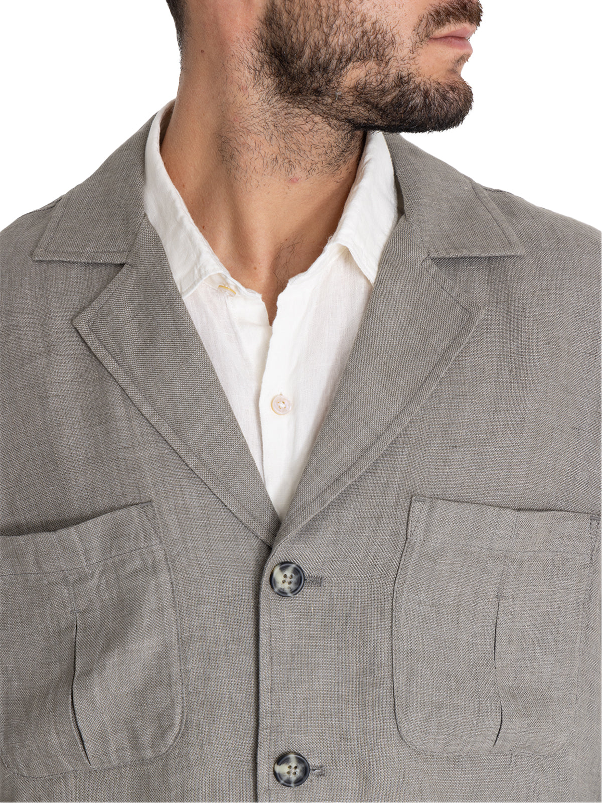 Chaqueta Lino Orgánico Hombre Fornillo Verde Oscuro Rockford