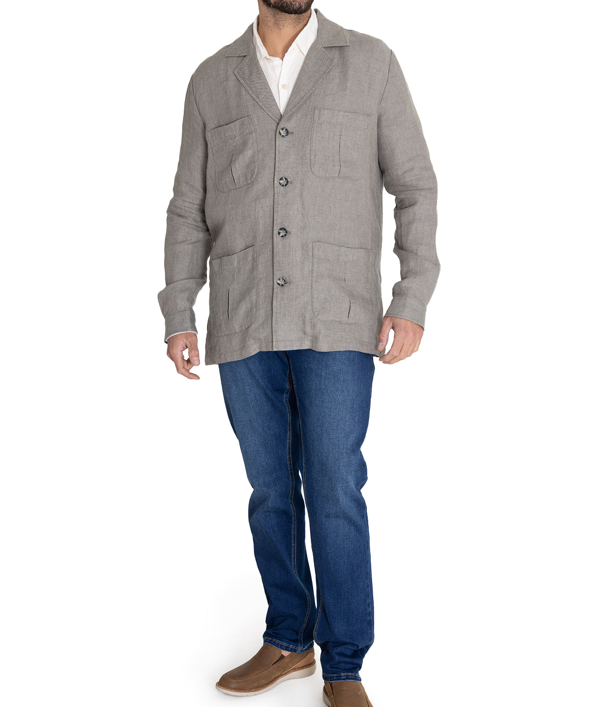 Chaqueta Lino Orgánico Hombre Fornillo Verde Oscuro Rockford