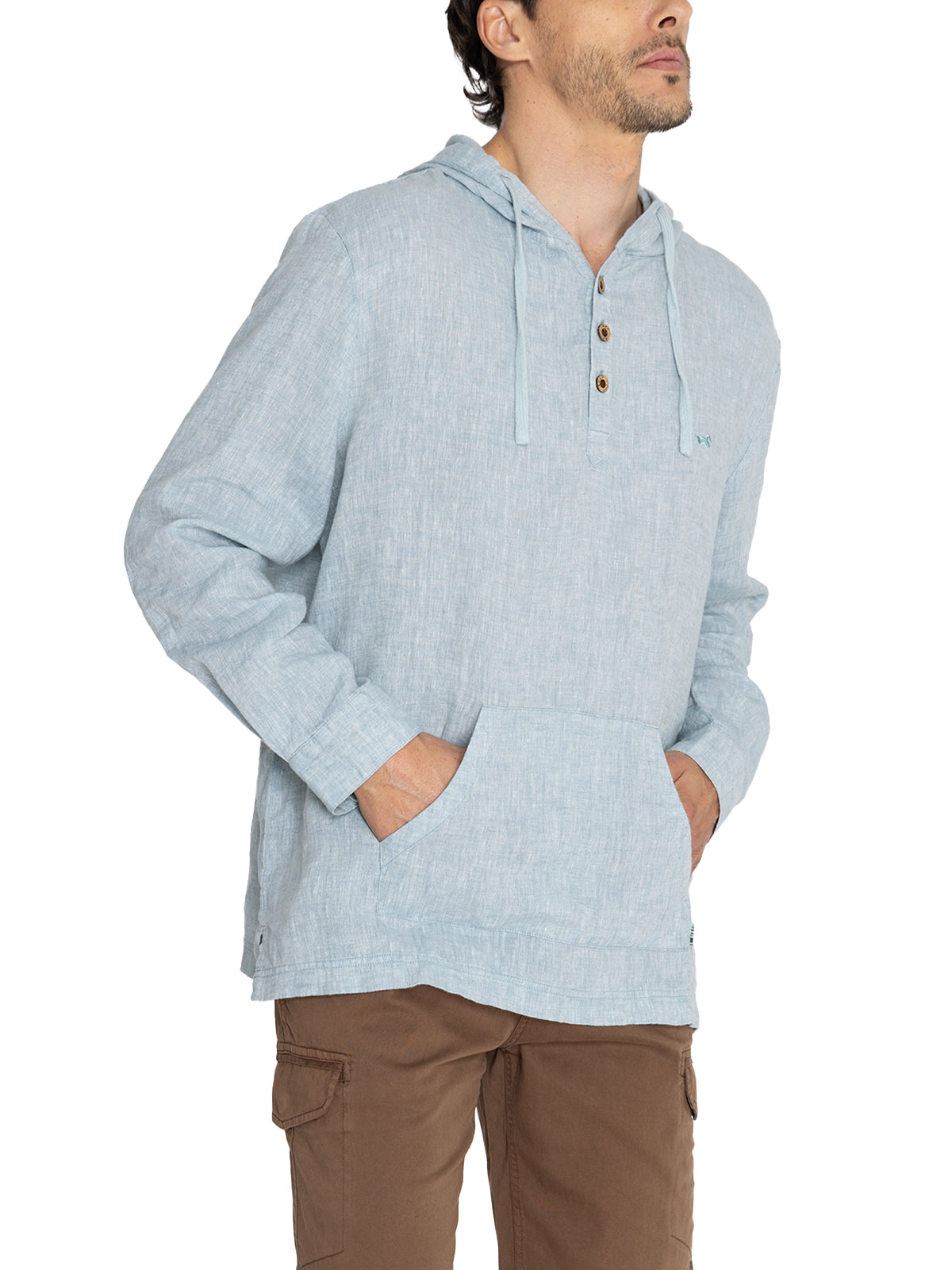 Polerón Lino Orgánico Hombre Linen Verde Rockford